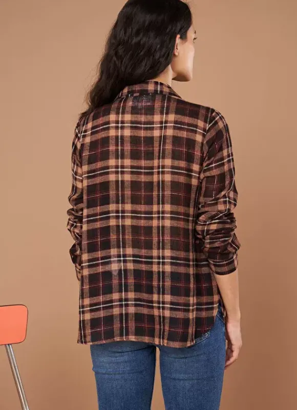Blouse A Carreaux Bordeaux Tasco Sud Express