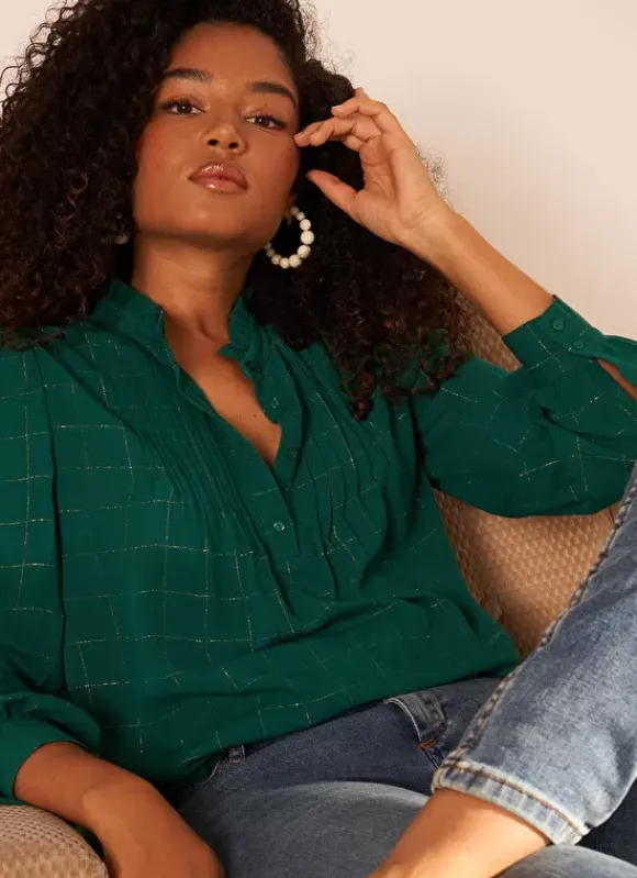 Blouse A Col Monte Avec Volant Bouteille Blouisa Sud Express