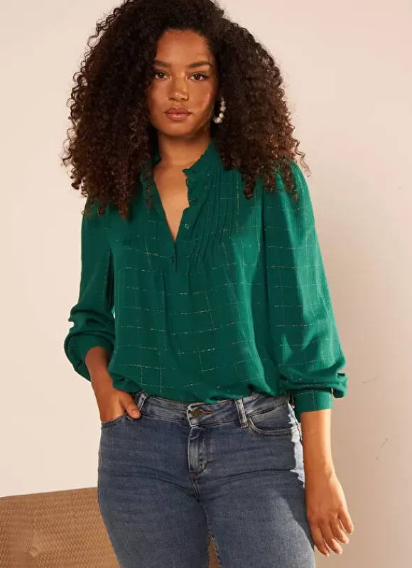 Blouse A Col Monte Avec Volant Bouteille Blouisa Sud Express