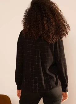 Blouse A Col Monte Avec Volant Noir Blouisa Sud Express