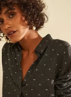 Blouse A Col V Et Plumetis Lurex Gris Tarano Sud Express