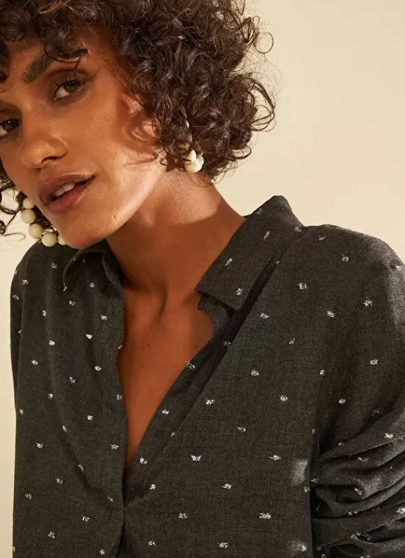 Blouse A Col V Et Plumetis Lurex Gris Tarano Sud Express