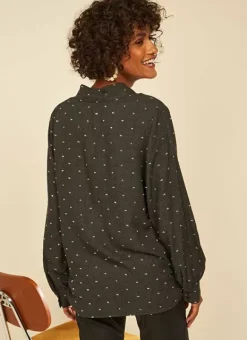 Blouse A Col V Et Plumetis Lurex Gris Tarano Sud Express
