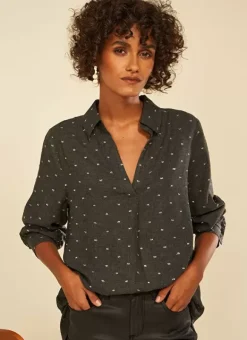 Blouse A Col V Et Plumetis Lurex Gris Tarano Sud Express