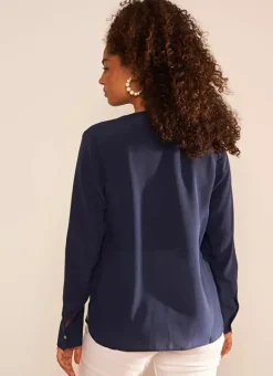 Blouse En 100% Soie Bleu Tyrah Sud Express