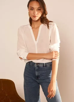 Blouse En 100% Soie Ecru Tyrah Sud Express