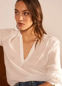 Blouse En 100% Soie Ecru Tyrah Sud Express