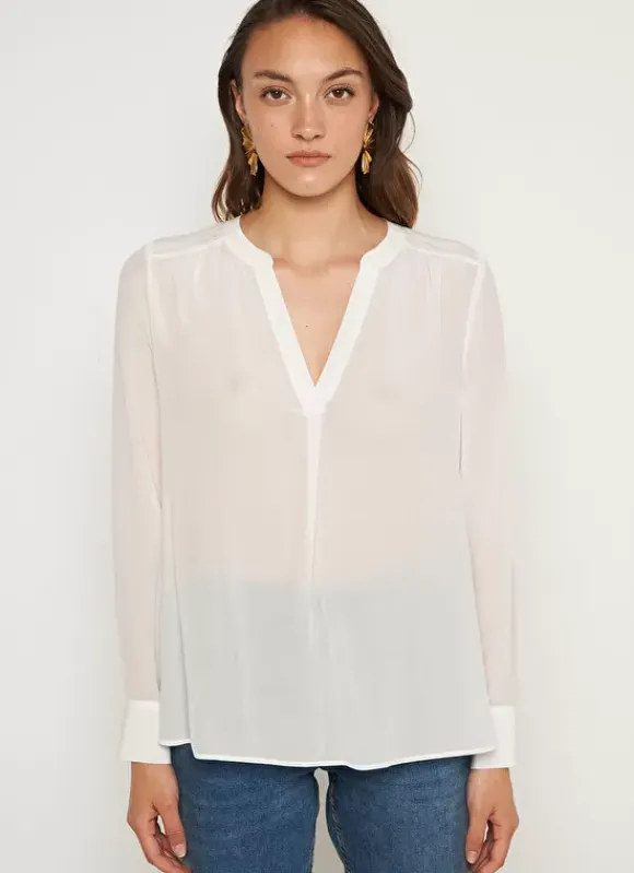 Blouse En 100% Soie Ecru Tyrah Sud Express