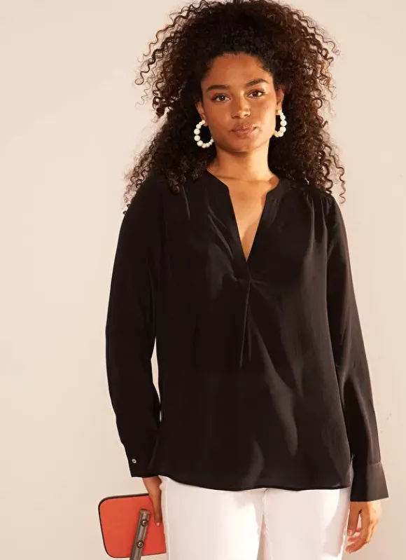 Blouse En 100% Soie Noir Tyrah Sud Express