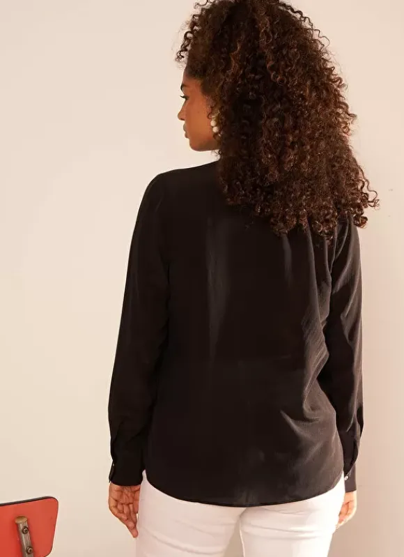 Blouse En 100% Soie Noir Tyrah Sud Express
