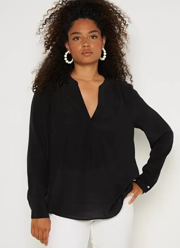 Blouse En 100% Soie Noir Tyrah Sud Express