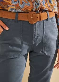 Ceinture En Croute De Cuir Camel Celinda Sud Express