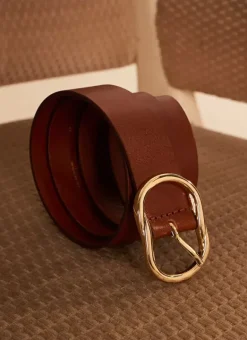 Ceinture En Cuir, Boucle Ovale Camel Calie Sud Express