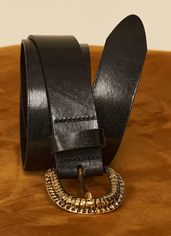 Ceinture En Cuir Noir Cedra Sud Express