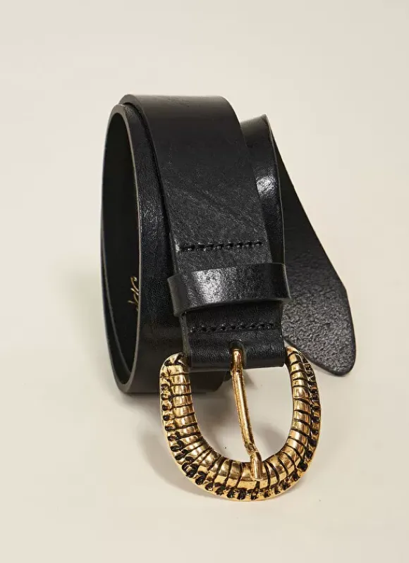 Ceinture En Cuir Noir Cedra Sud Express