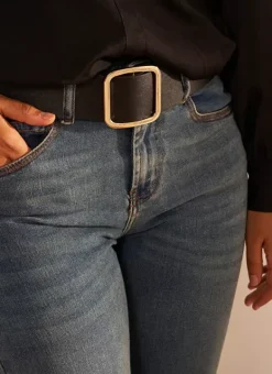 Ceinture En Faux Cuir Lisse Noir Cellia Sud Express