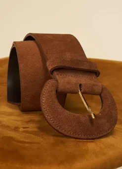 Ceinture Large En Croute De Cuir Caramel Camylle Sud Express