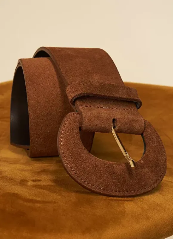 Ceinture Large En Croute De Cuir Caramel Camylle Sud Express