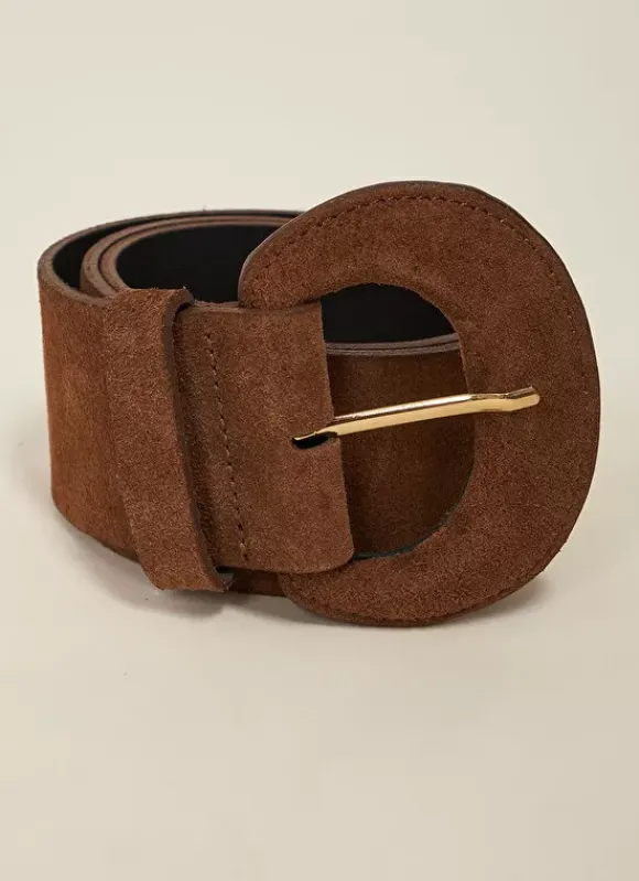 Ceinture Large En Croute De Cuir Caramel Camylle Sud Express