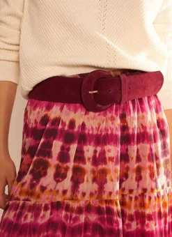 Ceinture Large En Croute De Cuir Bordeaux Camylle Sud Express
