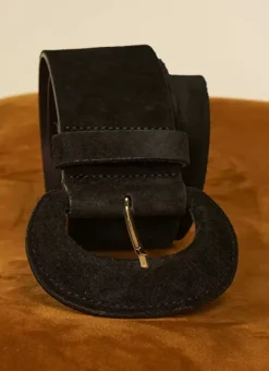 Ceinture Large En Croute De Cuir Noir Camylle Sud Express