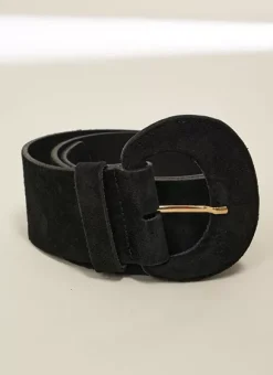 Ceinture Large En Croute De Cuir Noir Camylle Sud Express