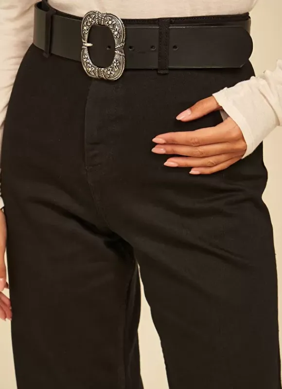 Ceinture Large En Cuir Noir Cyrielle Sud Express