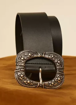 Ceinture Large En Cuir Noir Cyrielle Sud Express