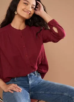 Chemise A Col Rond Bordeaux Cameline Sud Express