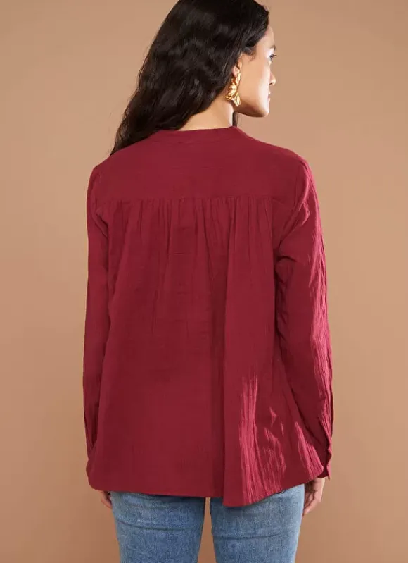Chemise A Col Rond Bordeaux Cameline Sud Express