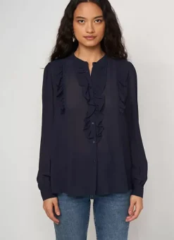 Chemise A Col Rond Et Manches Longues Marine Calibi Sud Express