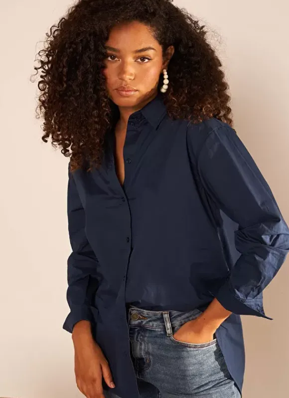 Chemise Ample En Popeline De Coton Bleu Cascade Sud Express