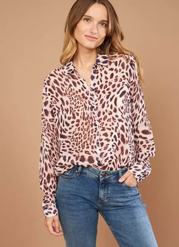 Chemise Cintree Leopard A Manches Longue... Poudre Caeva Sud Express
