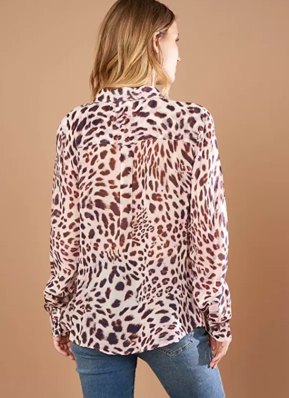 Chemise Cintree Leopard A Manches Longue... Poudre Caeva Sud Express