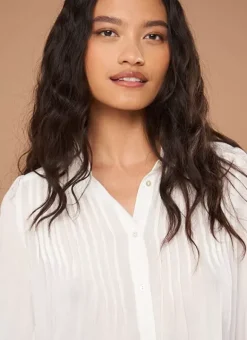 Chemise Crepon A Col Classique Ecru Calison Sud Express