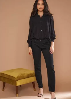 Chemise Crepon A Col Classique Noir Calison Sud Express