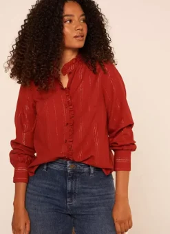Chemise Details En Lurex Brique Calika Sud Express