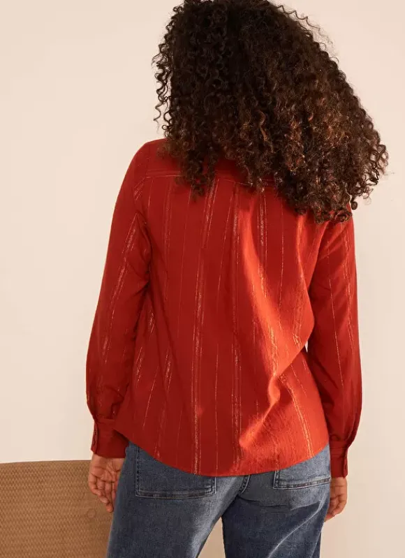 Chemise Details En Lurex Brique Calika Sud Express