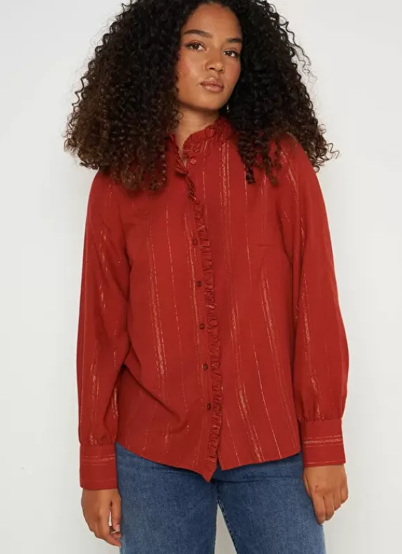 Chemise Details En Lurex Brique Calika Sud Express