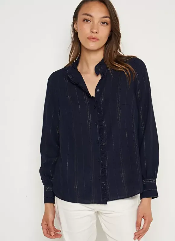 Chemise Details Fils Dores Marine Calika Sud Express