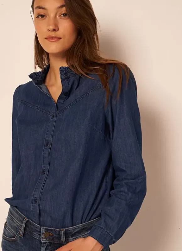 Chemise En Jean A Manches Longues Dark Stone Castellenia Sud Express