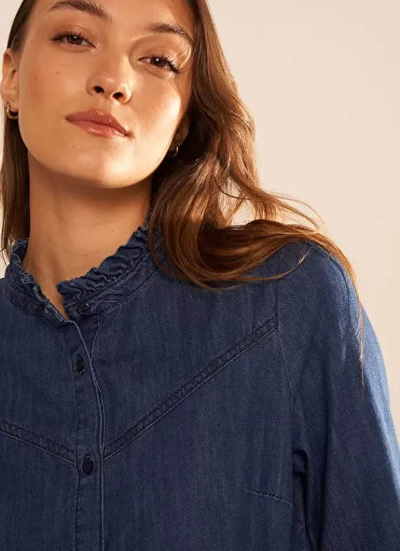 Chemise En Jean A Manches Longues Dark Stone Castellenia Sud Express