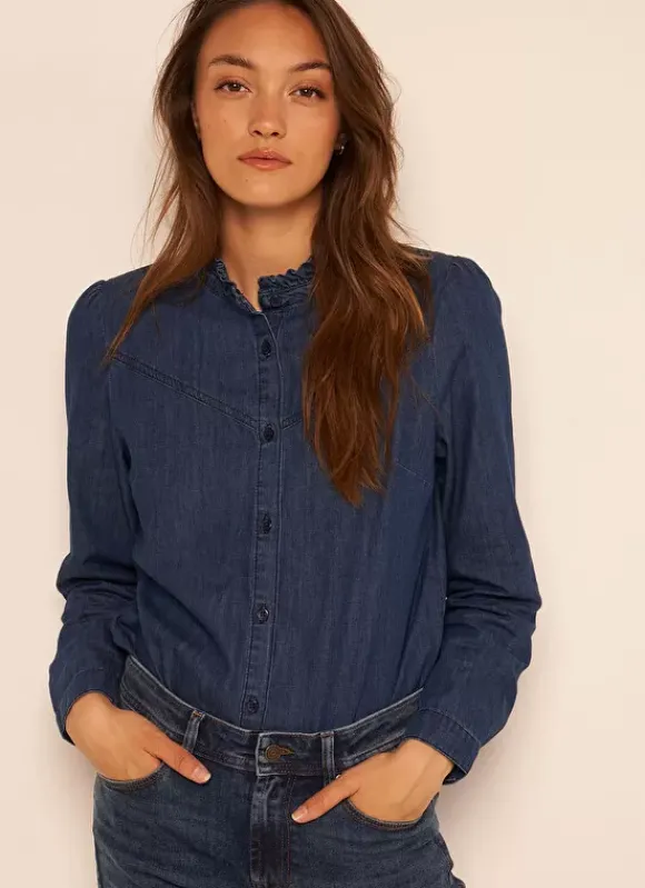 Chemise En Jean A Manches Longues Dark Stone Castellenia Sud Express