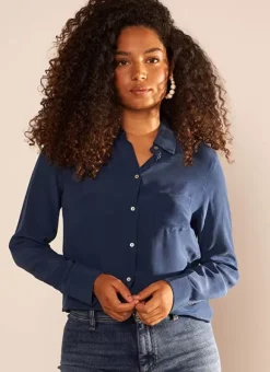 Chemise En Soie A Manches Longues Bleu Cyrah Sud Express