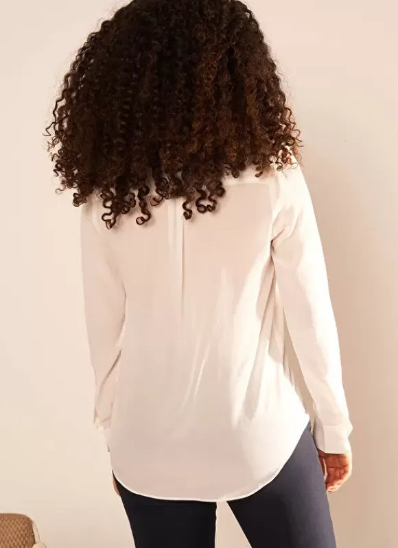 Chemise En Soie A Manches Longues Ecru Cyrah Sud Express