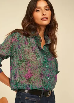 Chemise Imprimee A Manches Longues Vert Cowie Sud Express