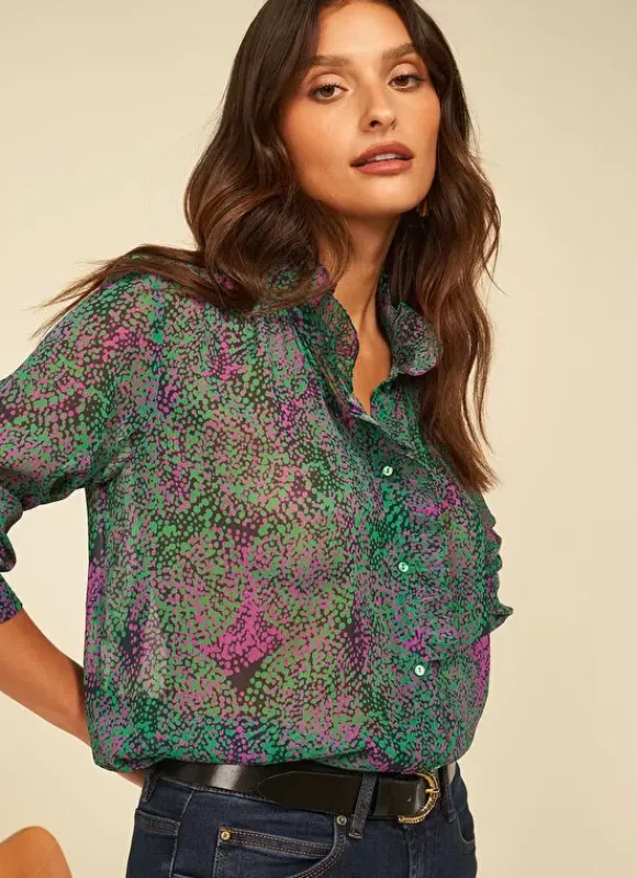 Chemise Imprimee A Manches Longues Vert Cowie Sud Express