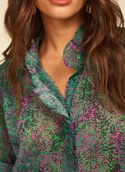 Chemise Imprimee A Manches Longues Vert Cowie Sud Express