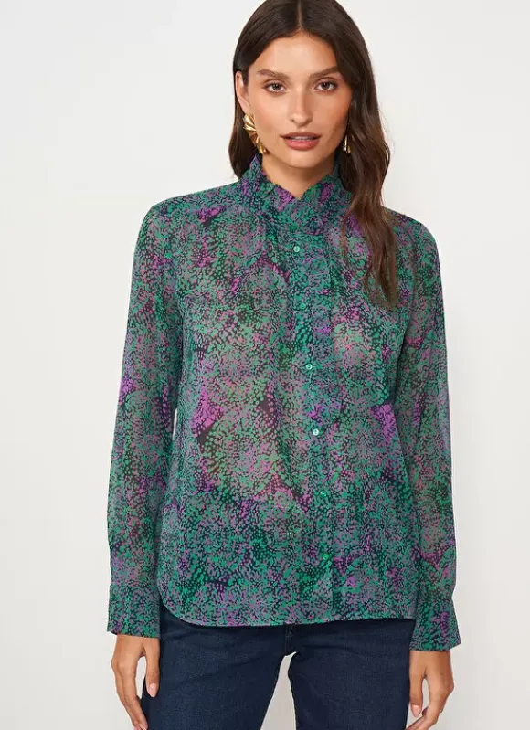 Chemise Imprimee A Manches Longues Vert Cowie Sud Express