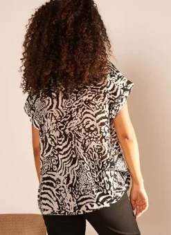 Chemise Imprimee Oversize A Manches Cour... Noir Calixa Sud Express